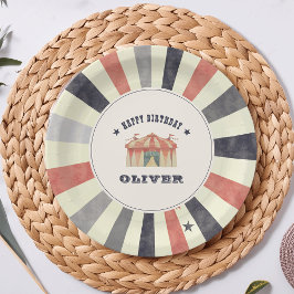 Plato De Papel Vintage Circus Personalized Birday Party