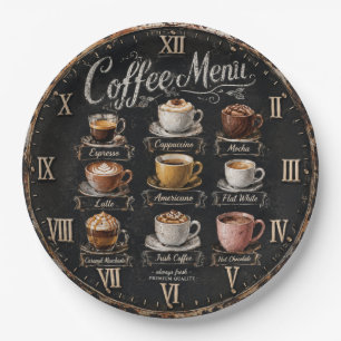 Plato De Papel Vintage Coffee Menu