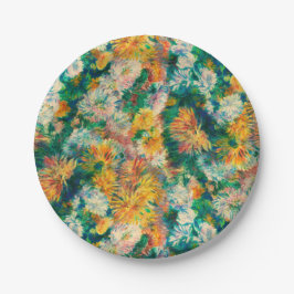 Plato De Papel Vintage Colorful Chrysanthemum Garden