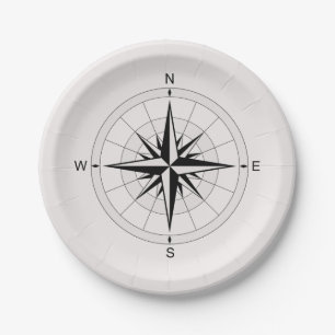 Plato De Papel Vintage Compass Rosa 