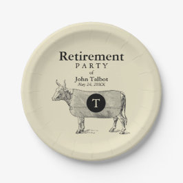 Plato De Papel VINTAGE Cow Blanket Retirement P Plate Monograma