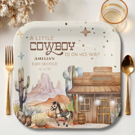 Plato De Papel Vintage Cowboy Western