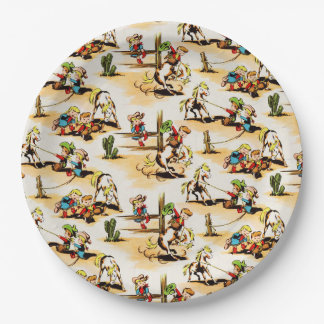 Plato De Papel Vintage Cowgirl Country Kids Pony Cactus Na