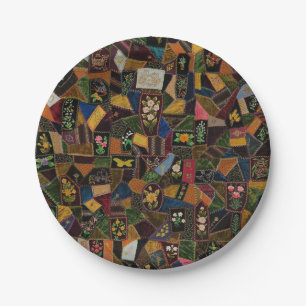 Plato De Papel Vintage Crazy Quilt