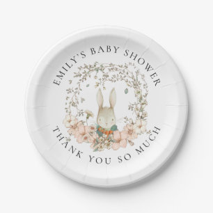Plato De Papel Vintage Cute BunnyGracias chico Baby Shower