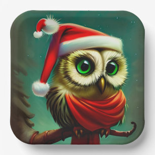 Plato De Papel Vintage Cute Santa Owen Navidades