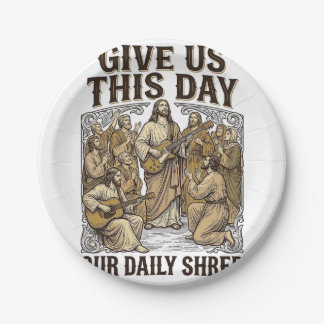 Plato De Papel Vintage Daily Shred Religious Guitar Vector