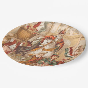 Plato De Papel Vintage de Sinterklaas del holandés del St. Nick