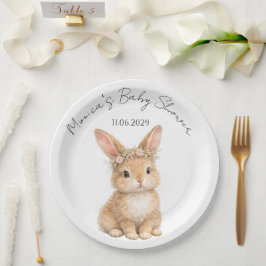Plato De Papel Vintage Easter Bunny Rabbit Baby Watercolor