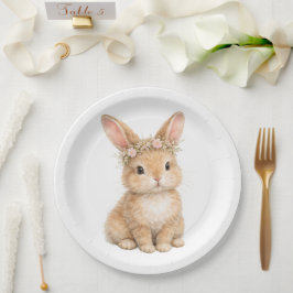 Plato De Papel Vintage Easter Bunny Rabbit Egg Watercolor