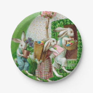Plato De Papel Vintage Easter Bunny y Eggys Garden