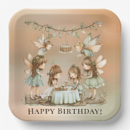 Plato De Papel Vintage Fairies Chica Fiesta de cumpleaños