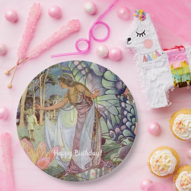 Plato De Papel Vintage Fairy (Fiesta)