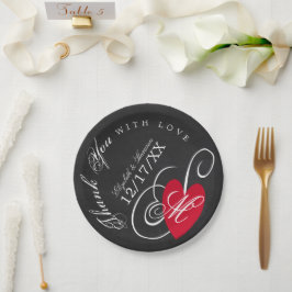 Plato De Papel Vintage Fancy Heart - Boda del tablero de anuncios