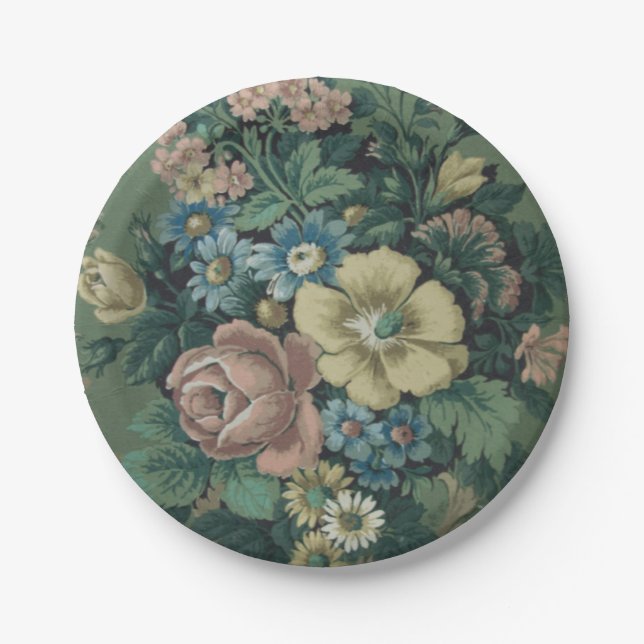 Plato De Papel Vintage Floral (Anverso)