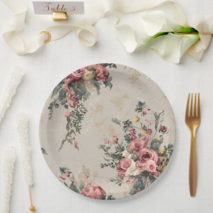 Plato De Papel Vintage Floral