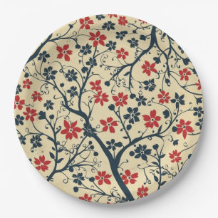 Plato De Papel Vintage floral elegante 4 de julio Placa de papel