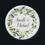 Plato De Papel Vintage Floral Green Garden Wedding Plates<br><div class="desc">Vintage Floral Greenery Garden Wedding Plates - con un fondo acuático impreso con una cortina de flores de acuarela de elementos de diseño en tonos blancos,  marfil y verdes (vegetación). Utilice estos platos en recepciones,  cenas de ensayo,  fiestas de compromiso y más.</div>