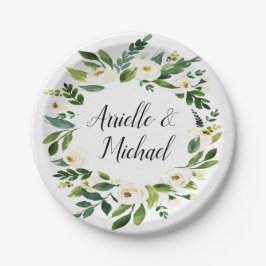 Plato De Papel Vintage Floral Green Garden Wedding Plates