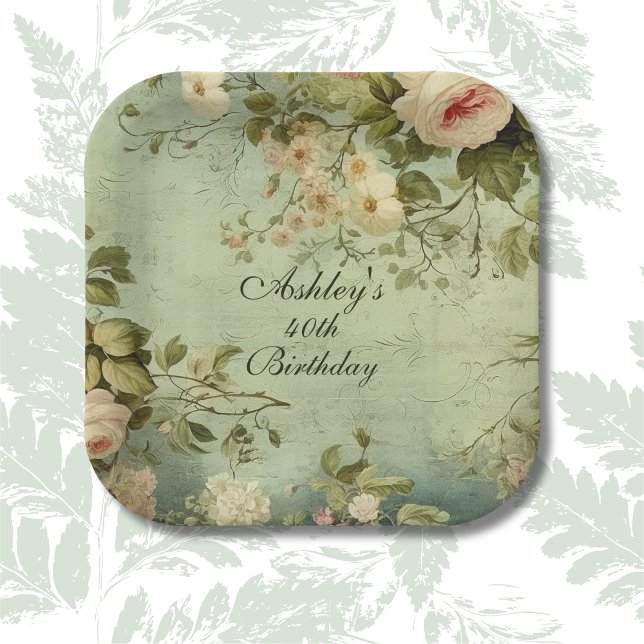 Plato De Papel Vintage Floral Rosa Greeneration (Subido por el creador)