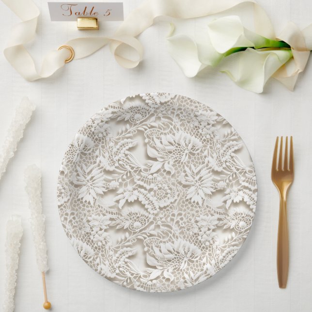 Plato De Papel Vintage Floral Wedding Lace (Boda)