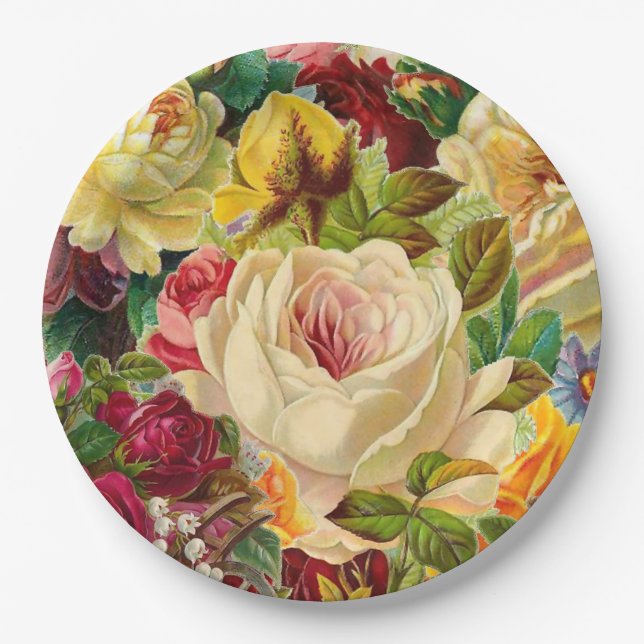 Plato De Papel Vintage Garden Fiesta Floral (Anverso)
