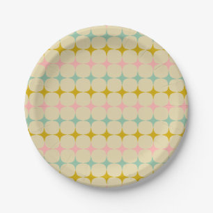 Plato De Papel Vintage Geometric Pastel Stars Mod Bridal Shower