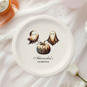 Plato De Papel Vintage Gothic Spooky 2º cumpleaños Halloween
