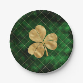 Plato De Papel Vintage Green Gold Shamrock St Patricks Day