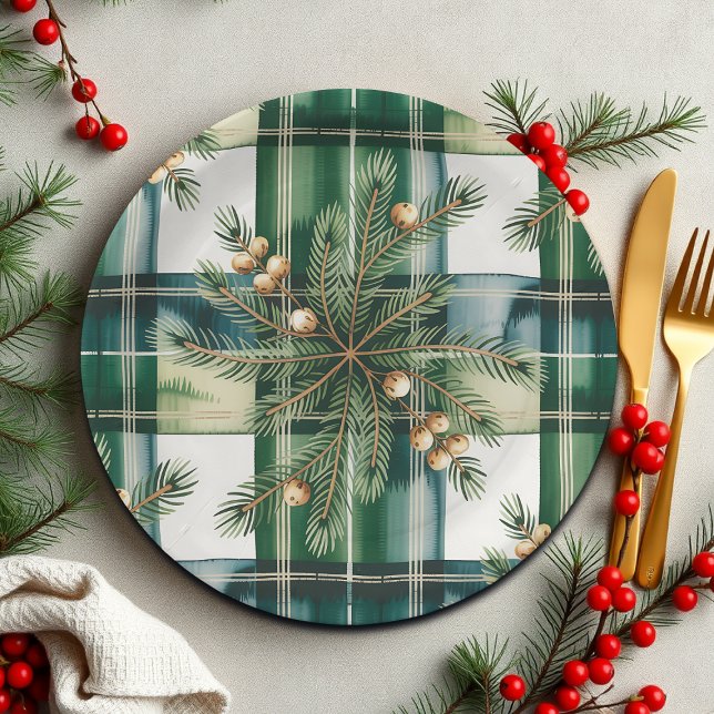 Plato De Papel Vintage Green White Gingham Pattern (Subido por el creador)