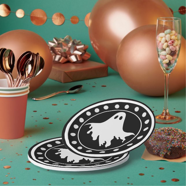 Plato De Papel Vintage Halloween Embrujado (Multi)