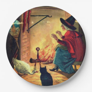 Plato De Papel Vintage Halloween Witch by Warm Hearth