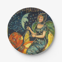 Plato De Papel Vintage Halloween Witch Poster