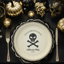 Plato De Papel Vintage Hand Drake Lace Skull Party Halloween