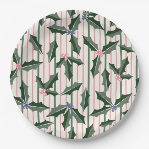 Plato De Papel Vintage Holly Holiday