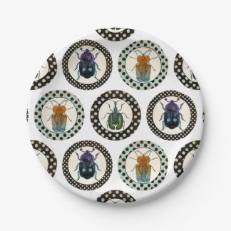 Plato De Papel Vintage Insects Colorful Beetles Science