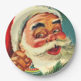 Plato De Papel Vintage Jolly Santa Claus Face Plate