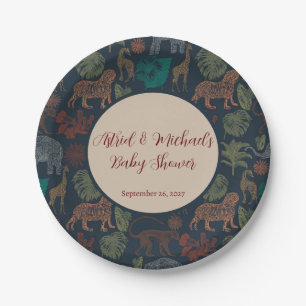 Plato De Papel Vintage Jungle Safari Baby Shower