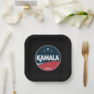 Plato De Papel Vintage Kamala Harris 2024 para las elecciones pre