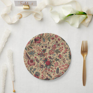 Plato De Papel Vintage Labor de Aguja Floral Antiguo para Muebles