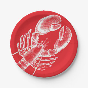 Plato De Papel Vintage Lobster