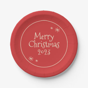 Plato De Papel Vintage Merry Christmas Cute y Simple