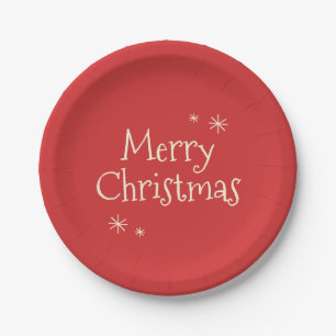 Plato De Papel Vintage Merry Christmas Cute y Simple