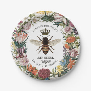 PLATO DE PAPEL VINTAGE MODERNA BOTANICAL QUEEN BEE