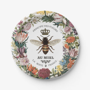 PLATO DE PAPEL VINTAGE MODERNA BOTANICAL QUEEN BEE