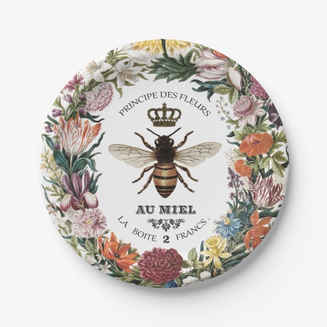 PLATO DE PAPEL VINTAGE MODERNA BOTANICAL QUEEN BEE (Anverso)