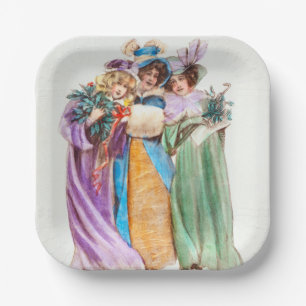 Plato De Papel Vintage navidad