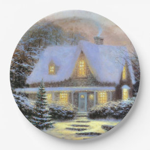 Plato De Papel Vintage navidad nevada