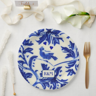 Plato De Papel Vintage Paintage Crockery - Songbird e Initials