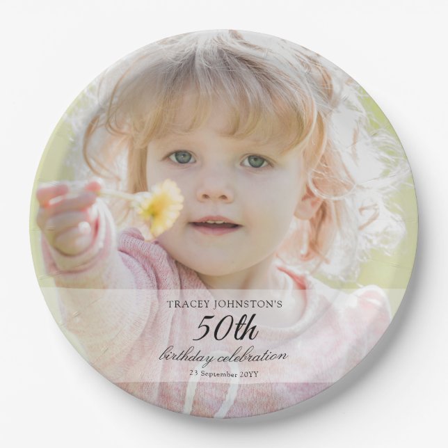 Plato De Papel Vintage Photo 50th Birthday  (Anverso)